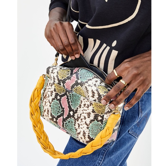 Clare V. Marisol Leather Front Pocket Pastel Painted Snake Bag - Picture 4 of 11